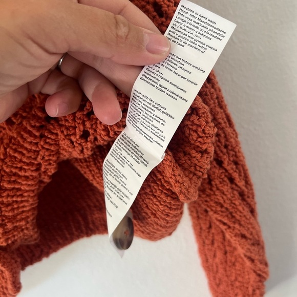 Mavi Orange Crochet Collared Knit Long Sleeve Button Front Cardigan Size Small - Picture 9 of 9